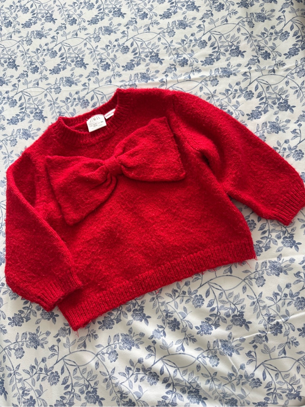 Zara Red Bow-Front Kids Sweater